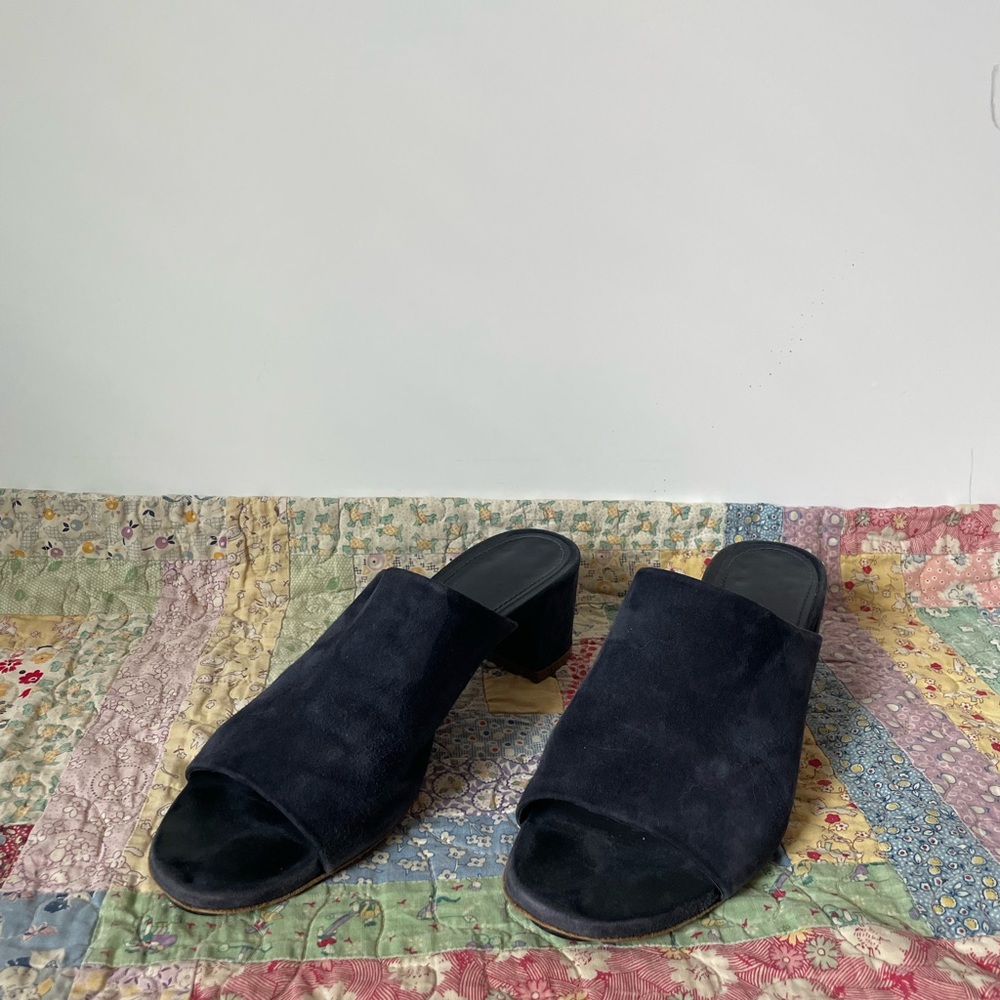 Mansur Gavriel Blue Suede Mules